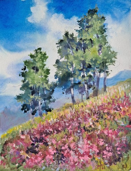 Watercolor and Gouache with Cedar Kindy - Sweet Peas and Poplars